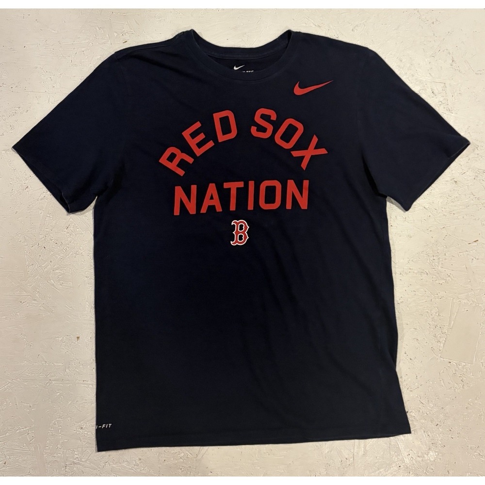 Nike Tee Boston Red Sox Shirt Mens Large Dri Fit Short Sleeve MLB Baseball Blue